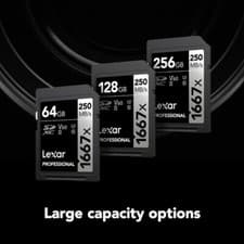 Image of Lexar Professional 1667x 64GB 128GB 256GB SDXC UHS-II Card FastSpeed 4K HD Video