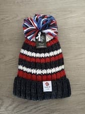 Image of Team GB Winter Olympics Striped Super Bobble Hat - New With Tags