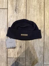 Image of Napapijri F-Rock Unisex Navy Blue Beanie Hat One Size Brand New With Tags Fleece