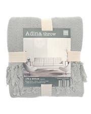 Image of Traditional Adina Design Cotton Throws 170x200cm = Navy Blue,Natural Stone,Grey