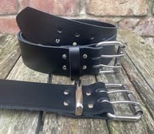 Image of Real Leather 2" (50mm) Wide Belt with 2 Prong Steel Buckle Choice of Colour