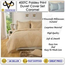 Image of Luxury 400 TC Cotton Rich Paisley Printed Duvet Cover Bedding Set High Quality