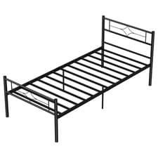 Image of 3ft Single Metal Bed Frame Iron Platform Bed w/ Headboard Slatted Support Black