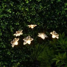 Image of New Solar Powered Warm White Floral Stake Light with Rechargeable Battery A-104