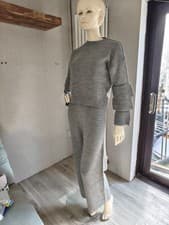 Image of Shein Women Grey Knitted Suit Co Ord Set Size L