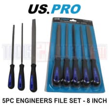 Image of US PRO 8” 5pc Engineers File Set - Square, Flat, Half Round, Round & Triangular