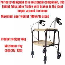 Image of Height Adjustable Strolley Trolley with Brakes & Castor Wheels