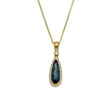 Image of Ladies 9ct Gold Diamond & London Blue Topaz Pendant & Chain