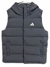 Image of Adidas Black Helionic CLIMAWARM Hooded Down Vest Warm Winter Puffer Mens Size XL