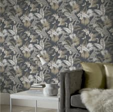 Image of Arthouse Tropical Jungle Palm Leaves Leopard Neutral Modern Wallpaper Roll 10m