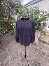 Image of Crew Neck Black Jumper With Flared Long Sleeves Size 12 M by M&S BNWT RRP £29