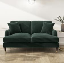 Image of Velvet Sofa 2 Seater Couch Upholstered with Cushions