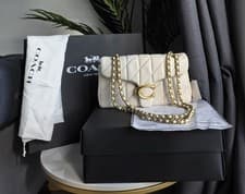 Image of Coach Tabby Shoulder Bag 26 Chalk Nappa Leather New with Tags and Receipt