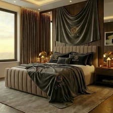 Image of OTTOMAN STORAGE BED PANEL PLUSH VELVET UPHOLSTERED BED FRAME- MEMORY MATTRESS