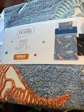 Image of Dinosaur Glow In The Dark Reversible Teddy Duvet Set Single Brand New