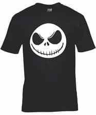 Image of KIDS NIGHTMARE BEFORE CHRISTMAS FACE Jack Skellington T-SHIRT SIZE 3-4 TO 12-13