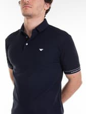 Image of Emporio Armani Piquet Navy Blue Men's Polo T-shirt