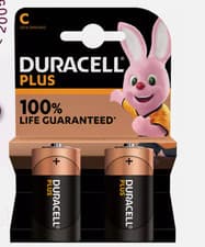 Image of Duracell Plus C Batteries LR14 MN1400 1.5V Alkaline – Pack of 2 | 100% Life Guar
