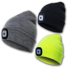 Image of LED Beanie Hat with Light – Rechargeable Hands Free Head Torch Winter Knit Hat