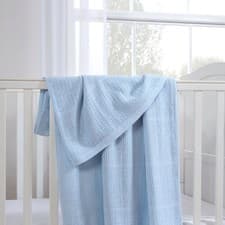 Image of Clair de Lune Blue Cellular Blanket 70 x 90cm 100% SOFT cotton baby pram blanket
