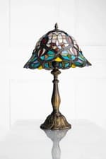 Image of 12" Barking E27-60w Antique Brass Tiffany Table Lamp/Stained Glass Shade