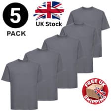 Image of Mens Heavy Blend Plain T-Shirt 100% Cotton High Quality Short Sleeve 3 Pk 5 Pack