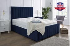 Image of Luxury Plush Velvet Ottoman Storage Bed Frame Panel Design Headboard Double King