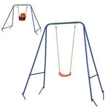 Image of 2in1 Nursery Swing for Toddlers with Comfortable Seats Safety Belt Orange & Blue