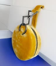 Image of Tara Zadeh Azar Mustard Yellow Velvet Round Clutch Bag - Gunmetal Hardware