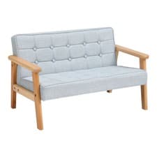 Image of Linen Padded Kids Armchair Sofa Chair Wooden Frame 1-2 Seater Children Furniture