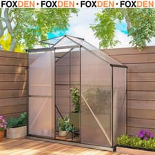 Image of 6 x 2.5ft Polycarbonate Greenhouse Walk-In Green House with Rain Gutter Grey