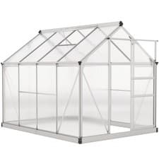 Image of Outsunny 6x8ft Walk-In Polycarbonate Greenhouse Plant Grow Galvanised Aluminium