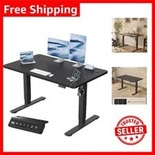 Image of Modern 120x60cm Height Adjustable Desk with Anti-Collision Safety for Office