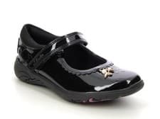Image of Clarks Shoes Relda Sea Black Patent Shoe Junior Girl's School Shoe UK 1G