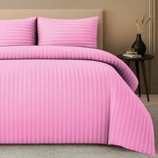 Image of Duvet Cover Set Reversible Embossed Stripe Quilt Covers Bedding Set Double King