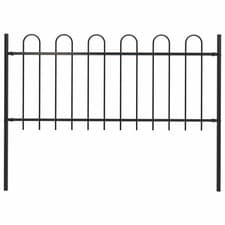 Image of WALPLUS Garden Fence with Hoop Top Steel 181 cm Black