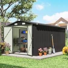 Image of 12 x 8 ft Garden Shed, Outdoor Storage Shed with 4 Vents, Dark Grey