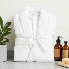 Image of Luxury Dual Textured Unisex Dressing Gown - Super Soft Velour Towelling Bathrobe