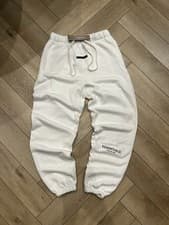 Image of White Essentials Joggers Men Medium M Elastic Waist Pockets Drawstring