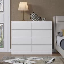 Image of Matt White 8 Drawer Chest of Drawersr Modern Bedroom Furniture