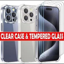 Image of CLEAR GEL CASE SILICON FOR IPHONE 15 13 12 11 XR X XS WITH SCREEN PROTECTOR