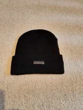 Image of Thinsulate thermal lining black beanie hat one size.