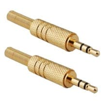 Image of 2 x 3.5mm Stereo 3 Pole Metal Gold Headphone Plug Solder Audio Cable Connector