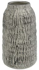 Image of 19cm Tall Ceramic Vase for Flowers Rippled Grey & White Stone-Effect Rustic Vase