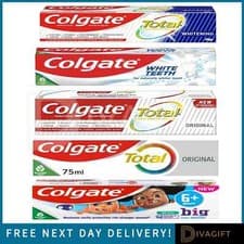 Image of COLGATE TOTAL ORIGINAL TOOTHPASTE GEL WHITENING PASTE ADULT KIDS MILD MINT 75ML