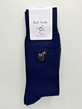 Image of Paul Smith ZEBRA Embroidered Multi Stripe Mens Navy Organic Cotton Socks