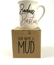 Image of Enesco/Mud "Badass Besties" Mug Purple w/BFF Sayings Inside and Out NIB