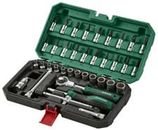 Image of Parkside 37 Piece 1/4" Drive Socket & Bit Set With Swivel Head Ratchet Handle