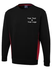 Image of Personalised Embroidered Two Tone Crew Neck Sweatshirt Custom Text Logo Unisex