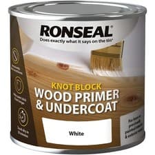 Image of Ronseal Knot Block Primer & Undercoat 2.5L White Wood Paint 3in1 Interior Base